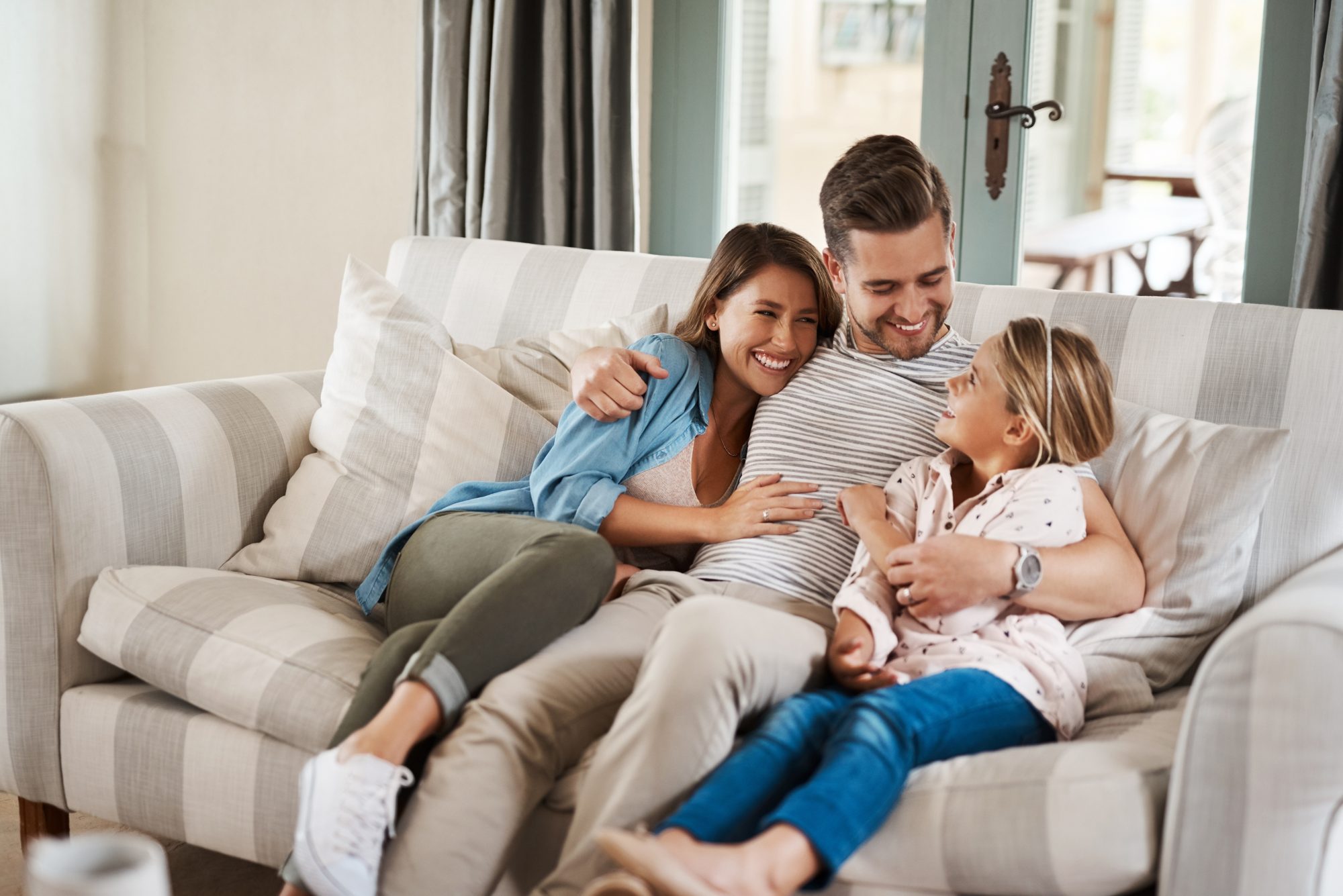 Happy family on a couch